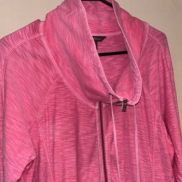 Tommy Bahama tunic styled cowl neck zip up sweatshirt hot pink size large - Picture 9 of 15